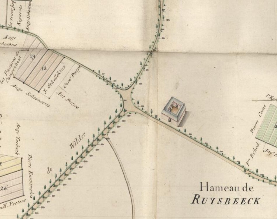 1810 - figuratieve kaart horende bij verkoop gronden door zussen van Graaf van Grosberg